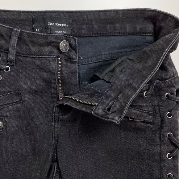 The Kooples Low Rise Braided Jean Zip Stretch Charcoal Wash Black 26 Short - Picture 7 of 8